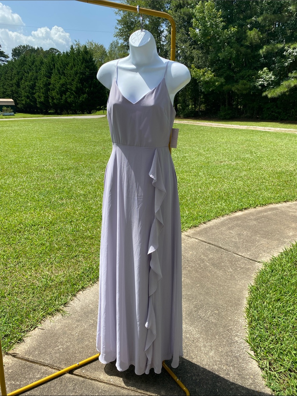 Birdy Grey Lilac Spaghetti-Strap Ruffle Bridesmaid Dress